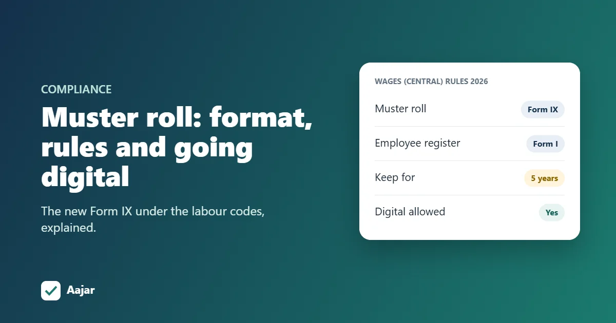 Muster roll under the Wages (Central) Rules 2026: Form IX, electronic or paper, kept for five years